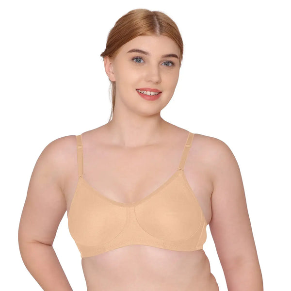 Komli Double Layered T-Shirt Bra - Full Coverage, Non-Wired, Non Padded Moulded Cups - Cotton Rich