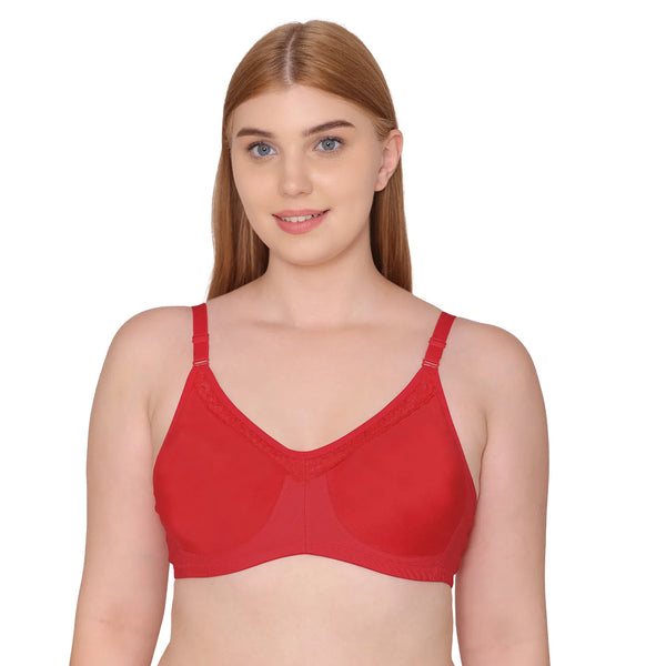 Souminie SEAMLESS Full Coverage Non-Wired Bra with Double Layered 100% Cotton Cups - Back Open 3 Hook and Eye Closure