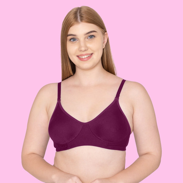 Tweens Double Layered, Non-Wired, Full Coverage, Non Padded Moulded Cups - Cotton Rich T-Shirt Bra with Back Open 2 Hook And Eye