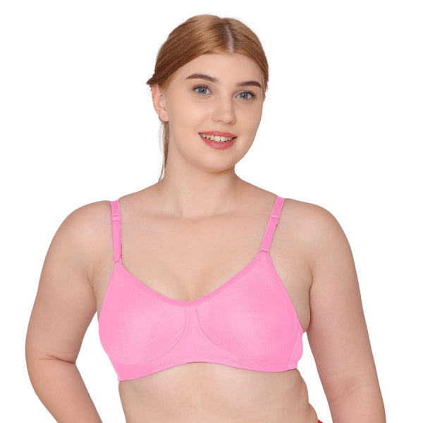 Tweens Double Layered, Non-Wired, Full Coverage, Non Padded Moulded Cups - Cotton Rich T-Shirt Bra with Back Open 2 Hook And Eye