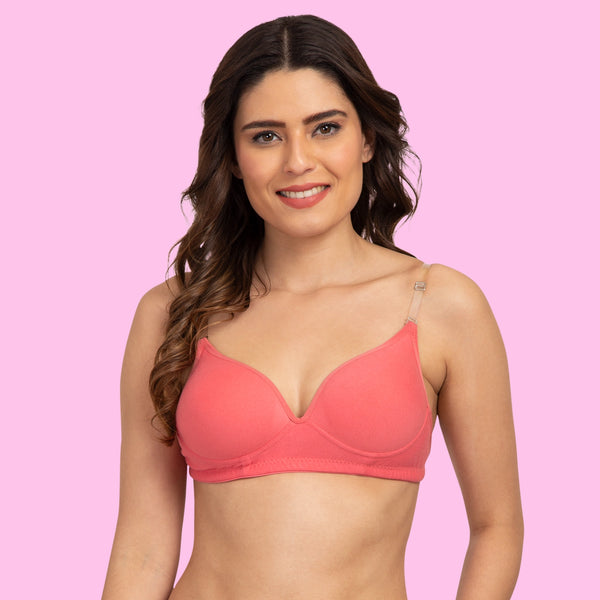 Tweens Padded T-Shirt Bra - Non-Wired, 3/4th Coverage, Super Soft, 3mm Thickly Padded Cups, Back Open