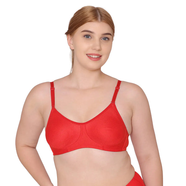 Komli Double Layered T-Shirt Bra - Full Coverage, Non-Wired, Non Padded Moulded Cups - Cotton Rich