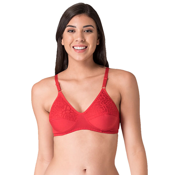 Komli Double Layered, Non-Wired, Full Coverage, Non Padded Multipart Cups, Lace, Polymaide