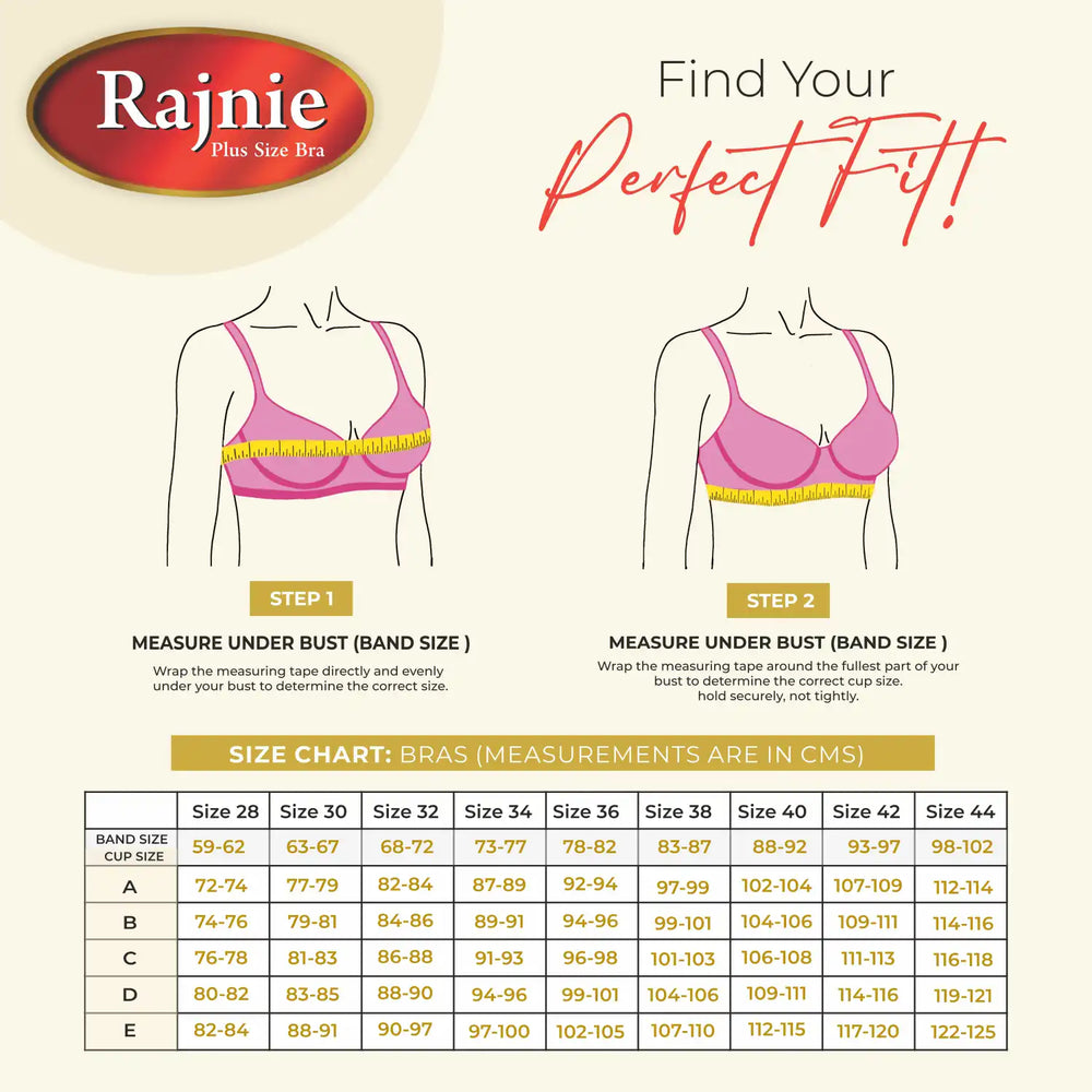 Rajnie Plus-Size Bra - Double Layered, Non-Wired, Full Coverage, Minimizer,  100% Cotton